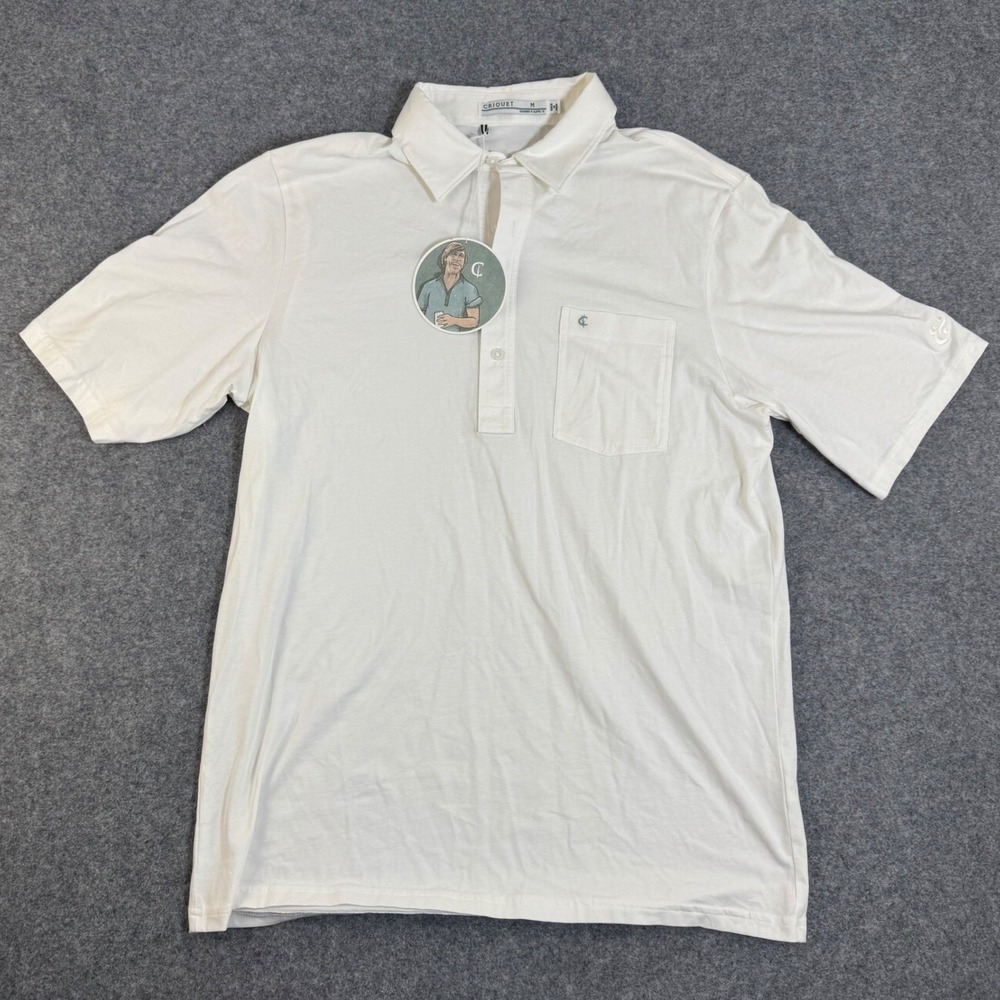 Criquet Mens Players Shirt White Short Sleeve Polo Jersey Pocket Size M NEW